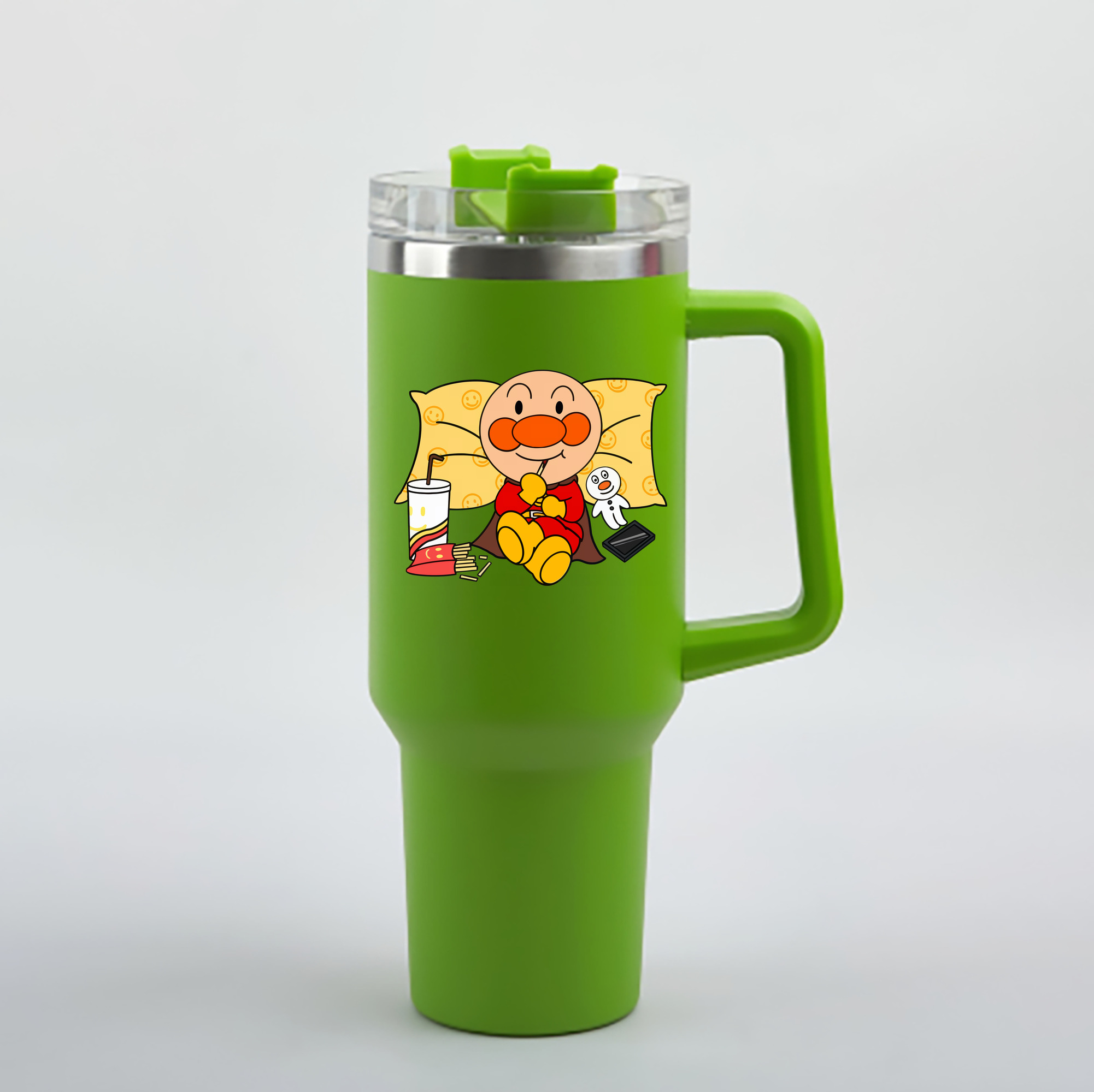 （画像用） アンパンマン Anpanman 1200mL車用タンブラー - クリスタルステッカー（プラスチックストロー付き）